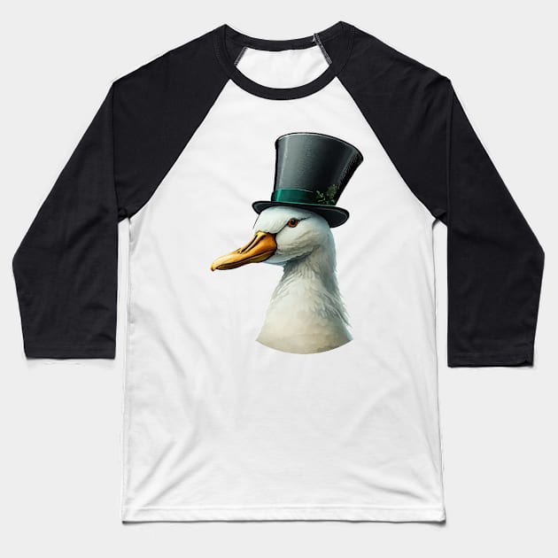 Duck Top Hat Baseball T-Shirt by K3rst